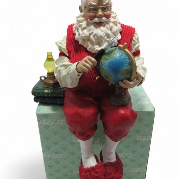 TRADITIONS Santa Claus Shelf Figurine with Globe and Magnifying Glass Vintage 10 - Picture 2 of 12